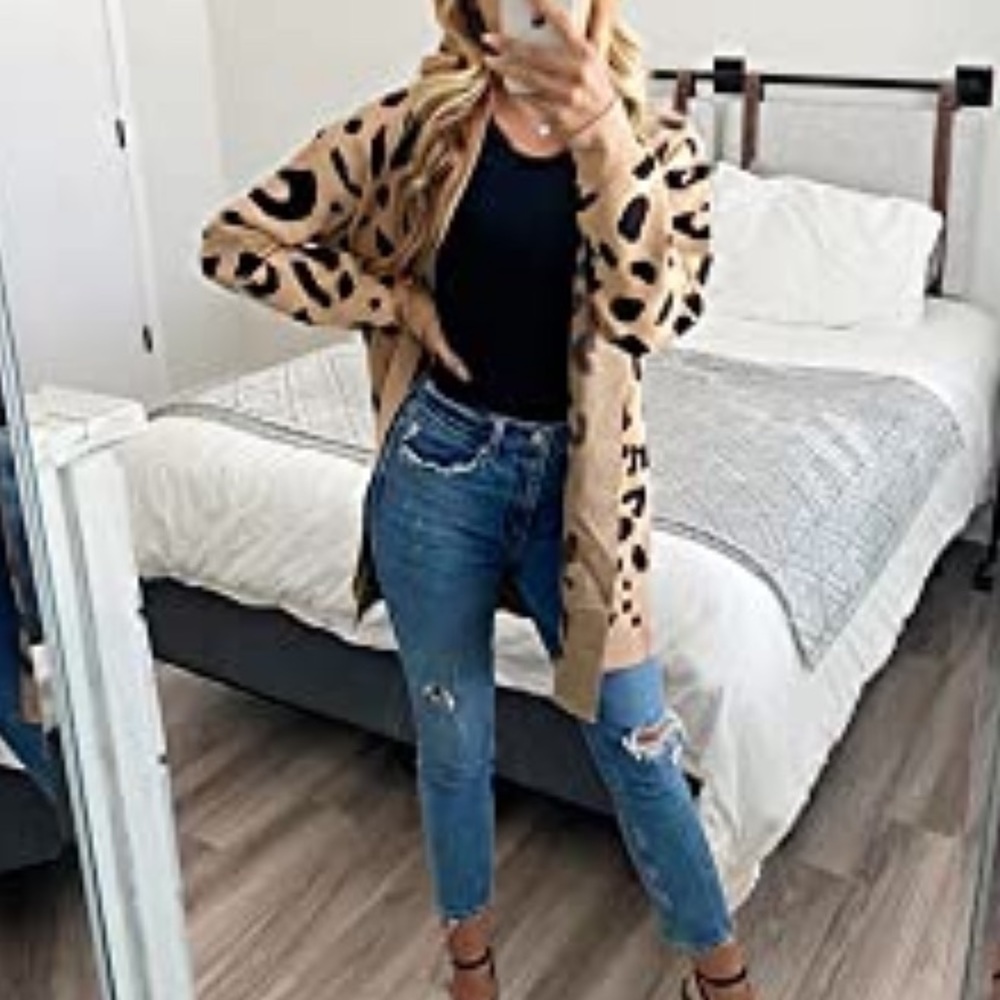 Leopard print long cardigan